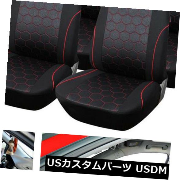 シートカバー 9個サッカーボールスタイルのジャカード生地5席車のインテリアシートプロテクターカバー 9Pcs Soccer Ball Style Jacquard Fabric 5-Seat Car Interior Seat Protector Covers 【並行輸入品】