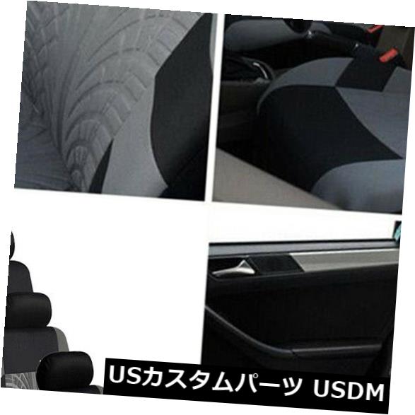 シートカバー SUVブラック用3列カーシートカバークッションセット 7ヘッドレストユニバーサルとグレー 3 Row Car Seat Cover Cushion Set For SUV Black& Gray with 7 Headrests Universal 【並行輸入品】