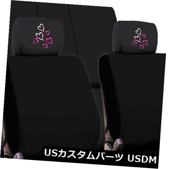 車用品 バイク用品 車用品 車用品 アクセサリー シートカバー シートカバー アクセサリー シートカバー 国内配送高評価 の シートカバー New アウディのための新しい黒い布のカーシートカバーと赤ピンクの心ヘッドレストカバー For Audi New Black Cloth Car