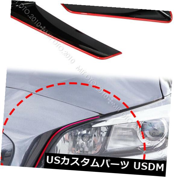 アイライン スバルWRX STI 4thヘッドライトまぶたトリム15-16の塗装シャイニーブラック+レッド Painted Shiny Black + Red For Subaru WRX STI 4th Headlight Eyelid Trim 15-16 【並行輸入品】