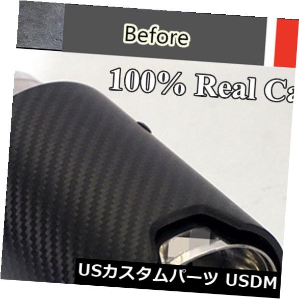 マフラーカッター 4ピーススチール+リアルカーボンファイバー2.5 '' IN BMWマットブラックカーエキゾーストチップパイプ 4 Pcs Steel+Real Carbon Fiber 2.5'' IN Matte Black Car Exhaust Tip Pipe For BMW 【並行輸入品】