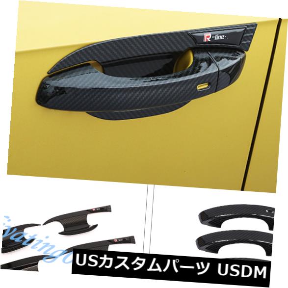 ドア部分カバー VW Arteon 2019用ABSカーボンファイバーアウタードアハンドル+ハンドルボウルカバートリム ABS Carbon Fiber Outer Door Handle+Handle Bowl Cover Trim For VW Arteon 2019 【並行輸入品】