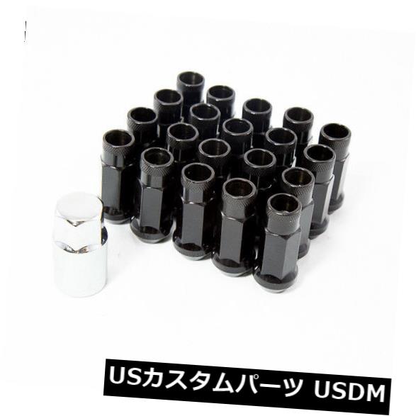 USナット Aodhan XT51 12x1.25mm拡張オープンラグナット（20PC w / Keyのブラックセット）51mm Aodhan XT51 12x1.25mm Extended Open Lug nuts (Black Set of 20PC w/Key) 51mm 【並行輸入品】