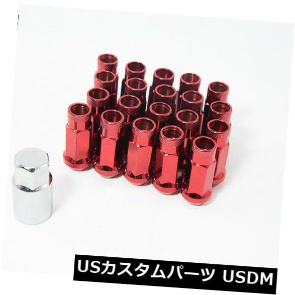 USナット Aodhan XT51 12x1.5mm拡張オープンラグナット（20PC w / Keyの赤セット）51mm Aodhan XT51 12x1.5mm Extended Open Lug nuts (Red Set of 20PC w/Key) 51mm 【並行輸入品】