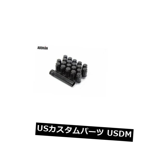 USナット 12mmX1.25 AodHan SPL35ブラックスプラインラグナット（キー付き20個セット） 12mmX1.25 AodHan SPL35 Black Spline Lug Nut (Set of 20 Piece w/Key) 【並行輸入品】