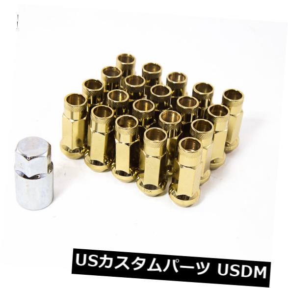 USナット Aodhan XT51 12x1.5mm拡張オープンラグナット（20PC w /キーのゴールドセット）51mm Aodhan XT51 12x1.5mm Extended Open Lug nuts (Gold Set of 20PC w/Key) 51mm 【並行輸入品】