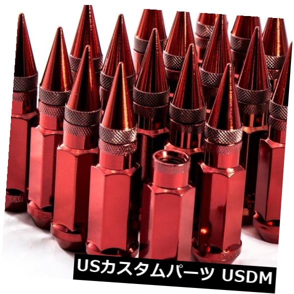 USナット 92mm AodHan XT92 12X1.25スチールレッドスパイクラグナットスバルBrzフォレスターに適合 92mm AodHan XT92 12X1.25 Steel Red Spiked Lug Nuts Fits Subaru Brz Forester