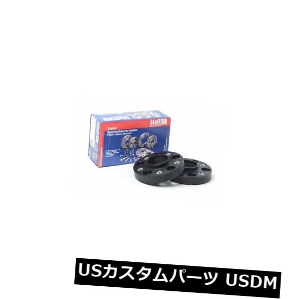 スペーサー 2009-2016アウディA4クアトロ用ホイールスペーサーのH＆amp; R 20mmブラックボルト H&R 20mm Black Bolt On Wheel Spacers for 2009-2016 Audi A4 Quattro 【並行輸入品】