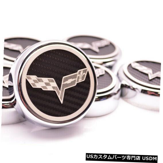 エンジンカバー 2005-2013 Corvette Manual 6pc Carbon Fiber Chrome & Stainless Engine Cap Covers 【並行輸入品】