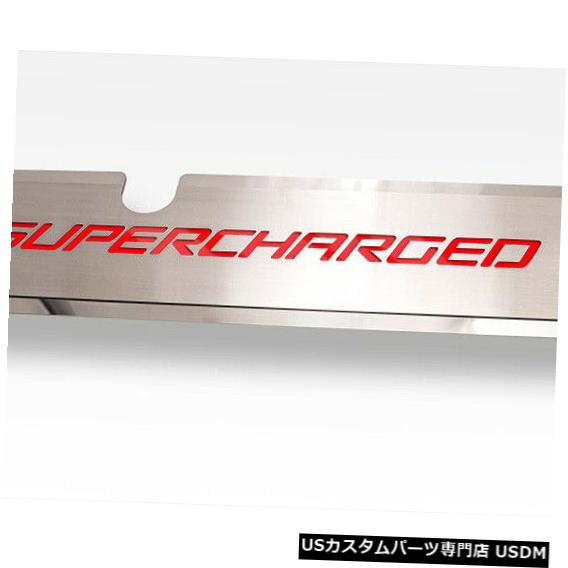 ラジエーターカバー 2015-2017 Mustang GT用の明るいソリッドレッド「スーパーチャージ」付きのラジエーターカバー Radiator Cover with Bright Solid Red \