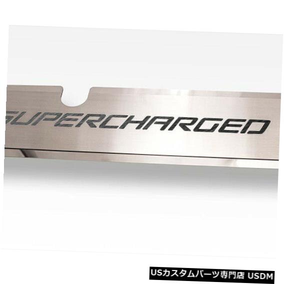 ラジエーターカバー 2015-2017 Mustang GT用の起毛ブラック「スーパーチャージド」インレイ付きラジエーターカバー Radiator Cover With Brushed Black \