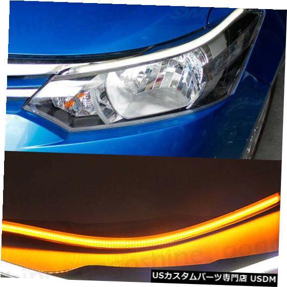 Turn Signal Lamp トヨタVIOS 2014-16のターンシグナルを運転するLEDのヘッドライトの眉毛のトリムランプDRL LED Headlight Eyebrow Trim Lamp DRL Driving Turn Signal for Toyota VIOS 2014-16 【並行輸入品】