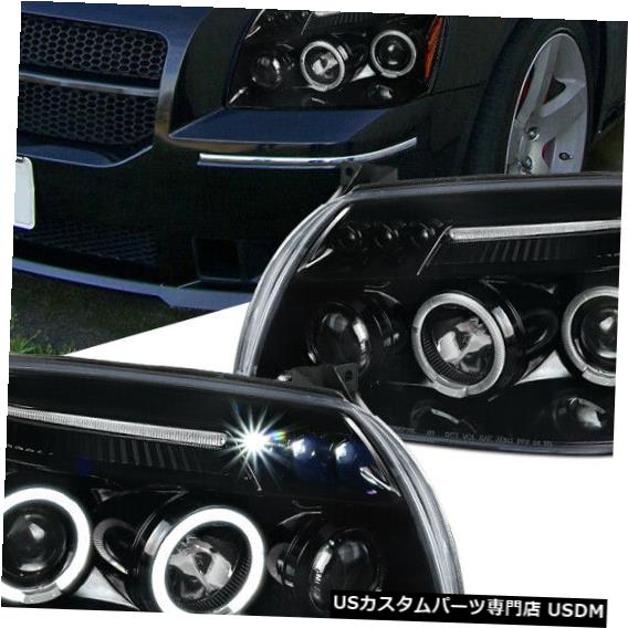 Turn Signal Lamp ダッジ05-07マグナムLEDハローパールブラックプロジェクターヘッドライトヘッドランプペア For Dodge 05-07 Magnum LED Halo Pearl Black Projector Headlights Head Lamps Pair 【並行輸入品】