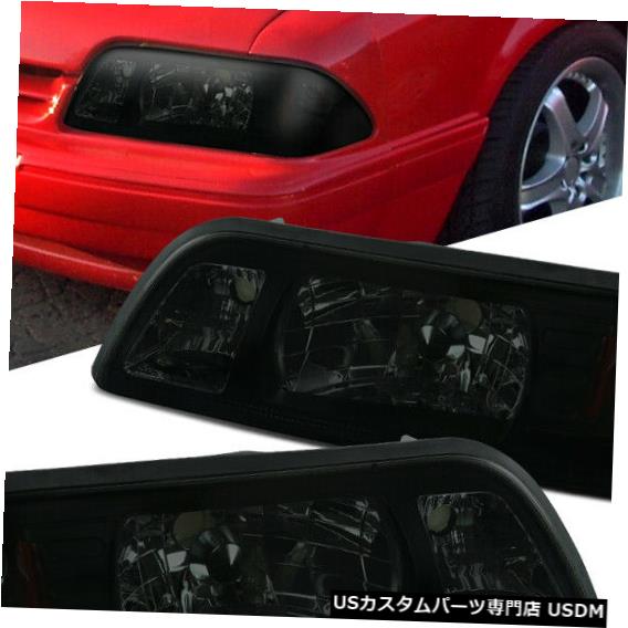 Turn Signal Lamp フィットフォード87-93マスタング交換煙1ピーススタイルヘッドライトヘッドランプ Fit Ford 87-93 Mustang Replacement Smoke 1-Piece Style Headlights Head Lamps 【並行輸入品】