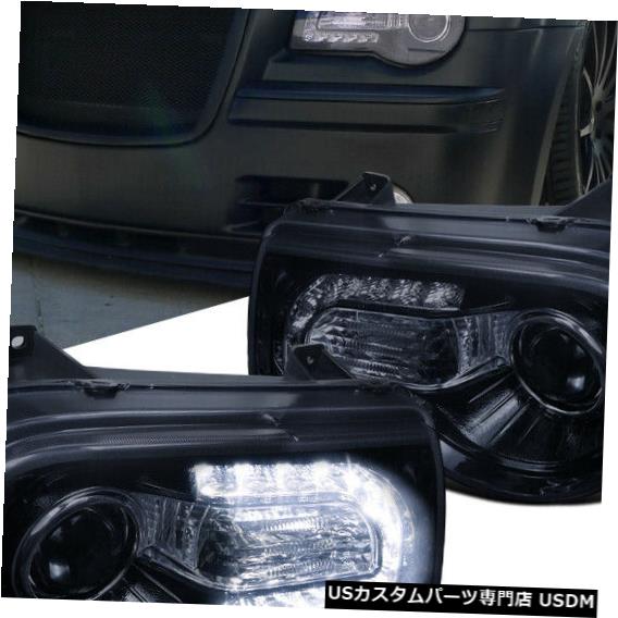 Turn Signal Lamp クライスラー05-10 300CティンテッドLEDバープロジェクターヘッドライトランプ用の光沢のある黒 Glossy Black For Chrysler 05-10 300C Tinted LED Bar Projector Headlights Lamps 【並行輸入品】