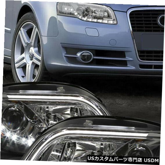 ヘッドライト Fits 2005-2008 Audi S4/A4 B7 <LED DRL/SIGNAL> Chrome/Smoke Projector Headlight 【並行輸入品】 64,917円