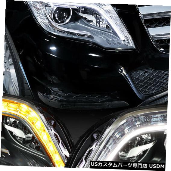 ヘッドライト Fits 2013-2015 Mercedes GLK <LED DRL/SIGNAL> Black HID Projector Headlight Lamp 【並行輸入品】