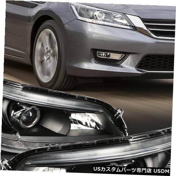 ヘッドライト 適合2013-2015 Honda Accord 4Dr [ブラック/クリア]クリスタルコーナープロジェクターヘッドライト Fits 2013-2015 Honda Accord 4Dr [Black/Clear] Crystal Corner Projector Headlight 【並行輸入品】