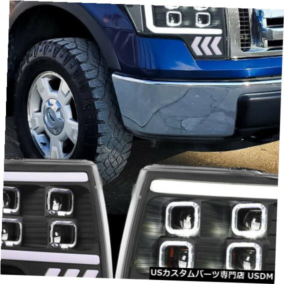 ヘッドライト Fits 2009-2014 Ford F150<QUAD HALO DRL PROJECTOR>Black/Clear Full LED Headlight 【並行輸入品】｜カスタムパーツ WORLD倉庫