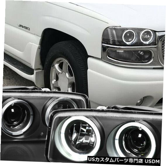 ヘッドライト Fits 2001-2007 Sierra Denali <DUAL HALO> Black/Clear Projector Headlight+Bumper 【並行輸入品】