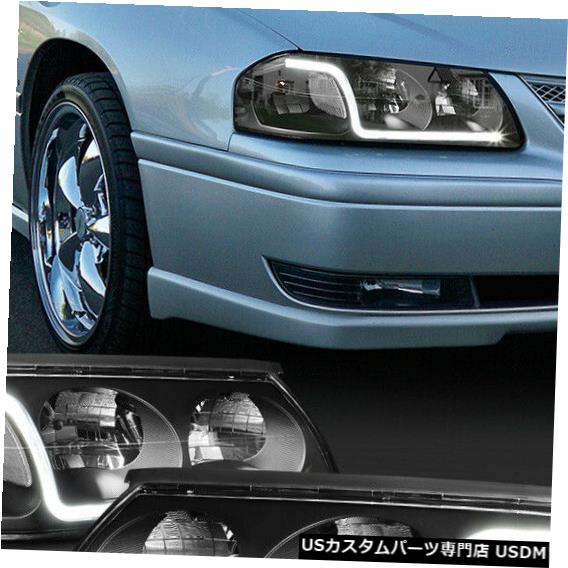 ヘッドライト Fits 2000-2005 Chevy Impala<LED BAR DRL>Black/Clear Signal Corner Headlight Lamp 【並行輸入品】