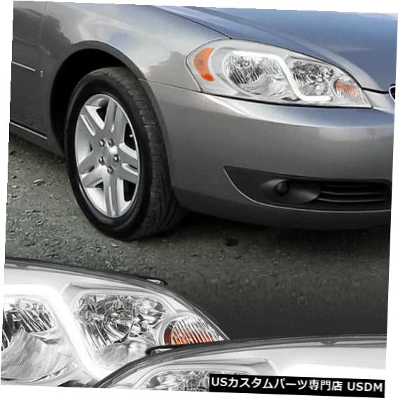 ヘッドライト Fit 2006-2016 Chevy Impala/Monte Carlo<LED BAR DRL>Chrome/Amber Corner Headlight 【並行輸入品】