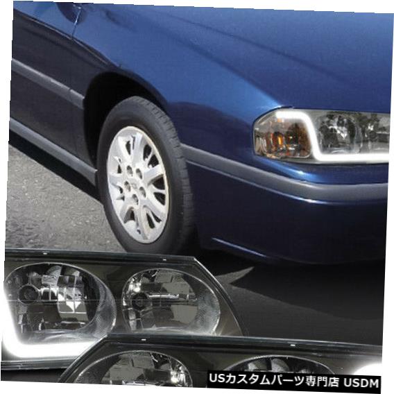 ヘッドライト Fits 2000-2005 Chevy Impala<LED BAR DRL>Chrome/Smoke Amber Corner Headlight Lamp 【並行輸入品】
