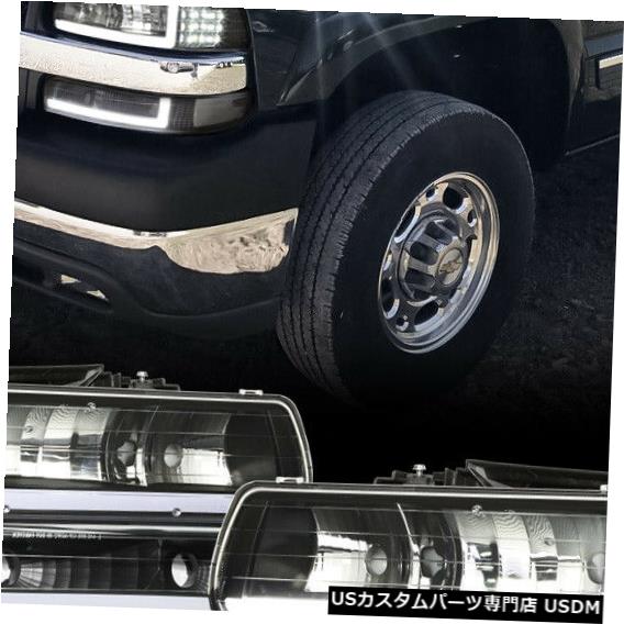 ヘッドライト Fits 1999-2006 Silverado/Tahoe <LED SIGNAL/L-BAR> Black/Clear Headlight+Bumper 【並行輸入品】