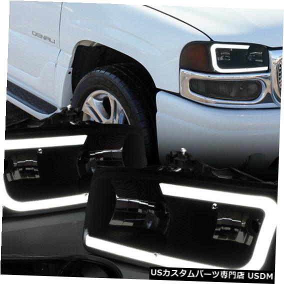 ヘッドライト Fits 2001-2007 Sierra/Yukon Denali<LED C-BAR>Black/Smoke/Amber Headlight+Bumper 【並行輸入品】