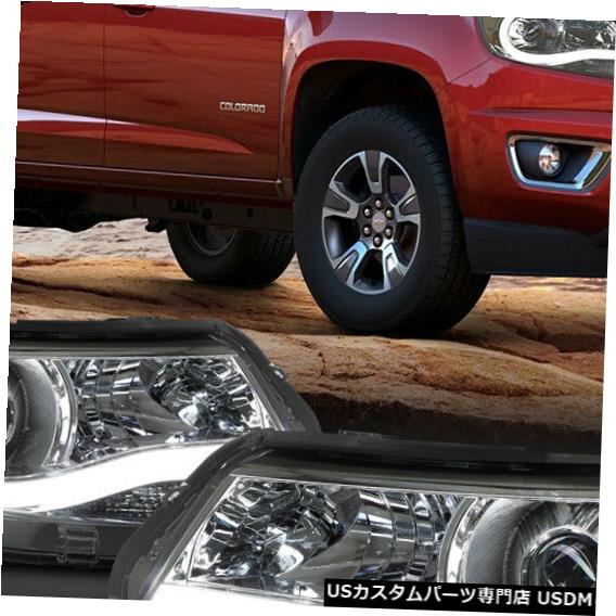 ヘッドライト Fits 2015-2019 Chevy Colorado <LED L-BAR> Smoke/Amber Corner Projector Headlight 【並行輸入品】