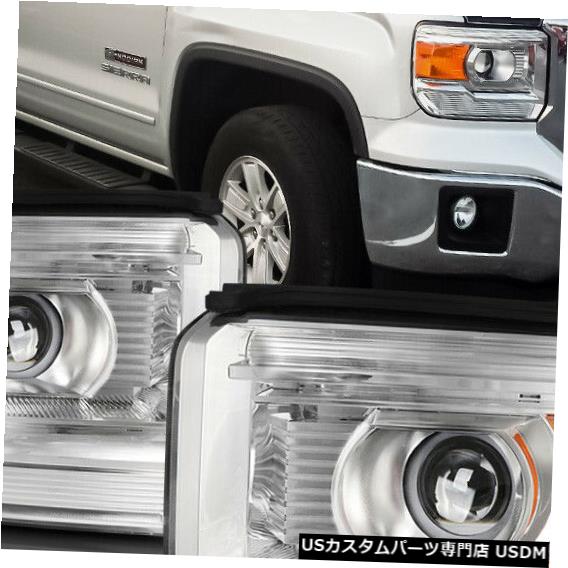 ヘッドライト 適合2014-2018 GMC Sierra [Chrome / Clear]アンバーコーナープロジェクターヘッドライトヘッドランプ Fits 2014-2018 GMC Sierra[Chrome/Clear]Amber Corner Projector Headlight Headlamp 【並行輸入品】