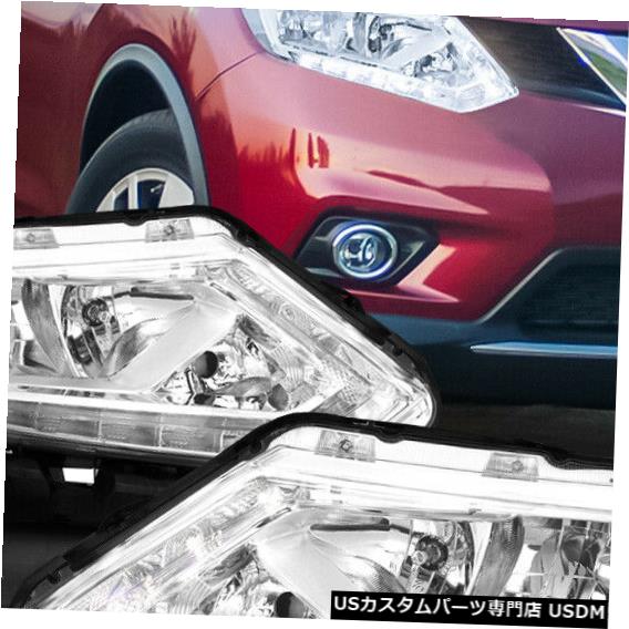 ヘッドライト Fits 2014-2016 Nissan Rogue<LED BAR DRL>Chrome/Clear Corner Projector Headlight 【並行輸入品】