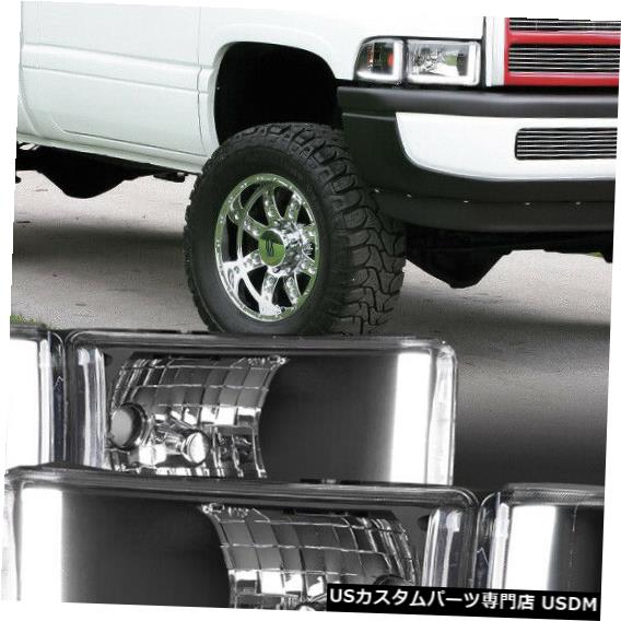 ヘッドライト Fits 1994-2002 Ram 1500/2500<DUAL LED L-BAR DRL>Black 4PC Headlight+Clear Corner 【並行輸入品】