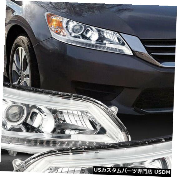 ヘッドライト 2013-2015 Honda Accord 4Dr [Chrome / Clear]に適合アンバーコーナープロジェクターヘッドライト Fits 2013-2015 Honda Accord 4Dr [Chrome/Clear] Amber Corner Projector Headlight 【並行輸入品】