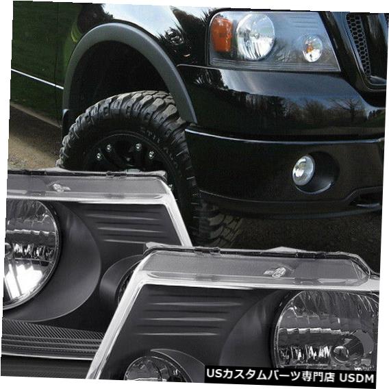 ヘッドライト 2004-2008 F150 / Mark LTに適合[ブラック/クリア]アンバーコーナーヘッドライトヘッドランプランプ Fits 2004-2008 F150/Mark LT [Black/Clear] Amber Corner Headlight Headlamp Lamp 【並行輸入品】