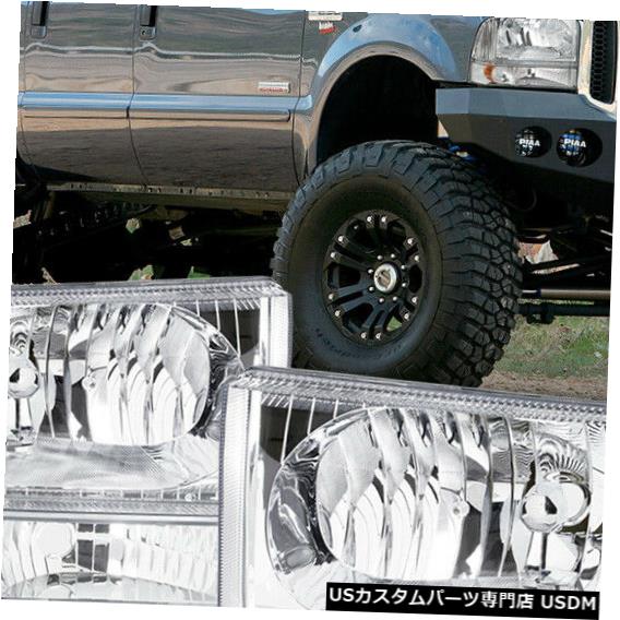 ヘッドライト 1999-2004エクスカーション/ F250 / F350 / F450 SDに適合[クローム/クリア]アンバーコーナーヘッドライト Fits 1999-2004 Excursion/F250/F350/F450 SD [Chrome/Clear] Amber Corner Headlight 【並行輸入品】