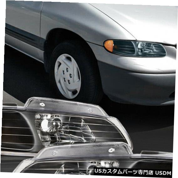 ヘッドライト Fits 1996-2000 Town&Country/Grand Caravan [Black/Clear] Amber Corner Headlight 【並行輸入品】