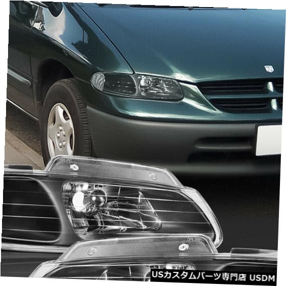 ヘッドライト Fits 1996-2000 Town&Country/Grand Caravan [Black/Clear] Crystal Corner Headlight 【並行輸入品】