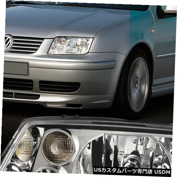 ヘッドライト 1999-2005 VWジェッタ[LHドライバー側]クローム交換ヘッドライト（フォグランプなし）に適合 Fits 1999-2005 VW Jetta[LH Driver Side]Chrome Replacement Headlight w/o Fog Lamp 【並行輸入品】
