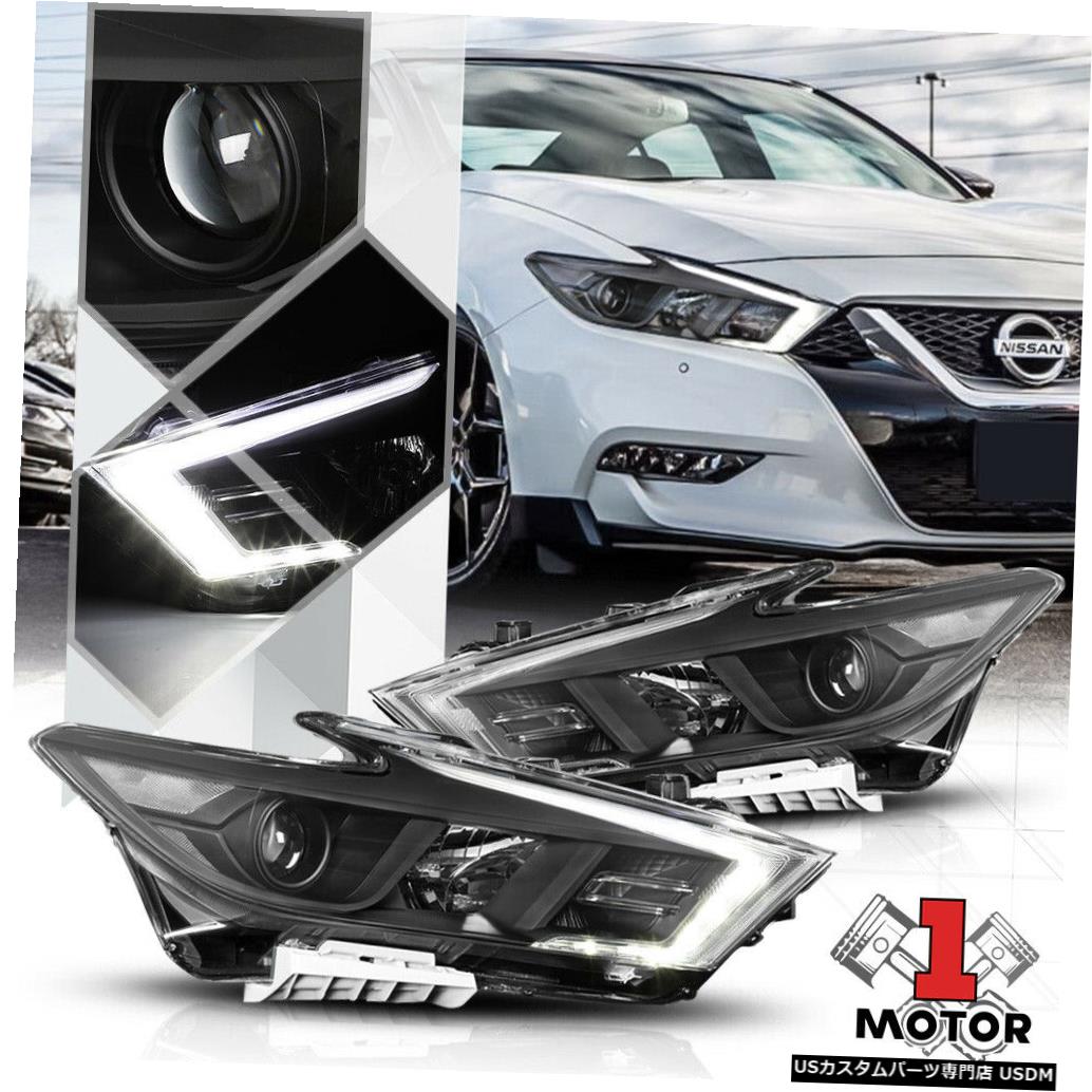 ヘッドライト 16-18日産マキシマS / SL用ブラック* LED DRLバー*プロジェクターヘッドライトクリアコーナー Black*LED DRL BAR*Projector Headlight Clear Corner for 16-18 Nissan Maxima S/SL 【並行輸入品】