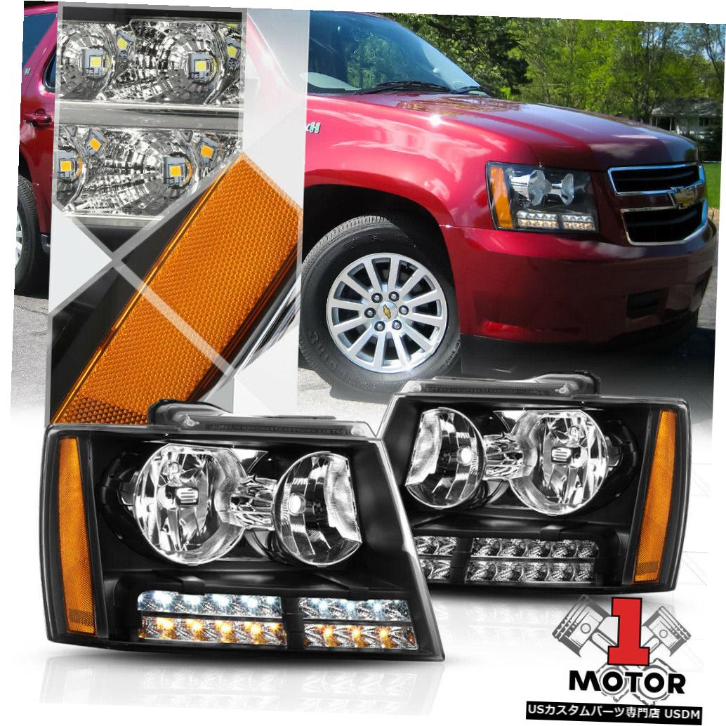 ヘッドライト ブラック/クリア/ AM berヘッドライト[LED DRL + TURN SIGNAL] 07-14シボレーサバーバン/タホ Black/Clear/Amber Headlight [LED DRL+TURN SIGNAL] for 07-14 Chevy Suburban/Tahoe 【並行輸入品】