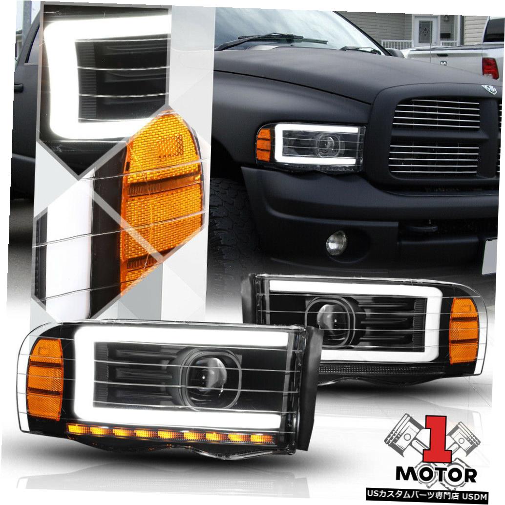 ヘッドライト 02-05 Ram 1500/2500のブラック* LED C-BAR DRL *プロジェクターヘッドライトアンバーシグナル Black *LED C-BAR DRL* Projector Headlight Amber Signal for 02-05 Ram 1500/2500 【並行輸入品】