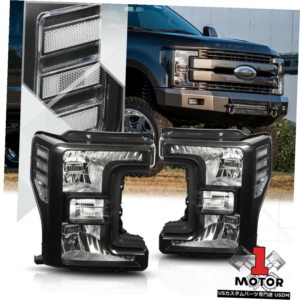 ヘッドライト 17-19 F250 / F350スーパーデューティーSD用ブラックハウジングヘッドライトクリアシグナルリフレクター Black Housing Headlight Clear Signal Reflector for 17-19 F250/F350 Super Duty SD 【並行輸入品】|カスタムパーツ WORLD倉庫