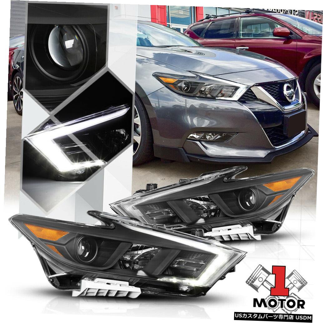 ヘッドライト 16-18日産マキシマS / SL用ブラック* LED DRLバー*プロジェクターヘッドライトアンバーコーナー Black*LED DRL BAR*Projector Headlight Amber Corner for 16-18 Nissan Maxima S/SL 【並行輸入品】｜カスタムパーツ WORLD倉庫