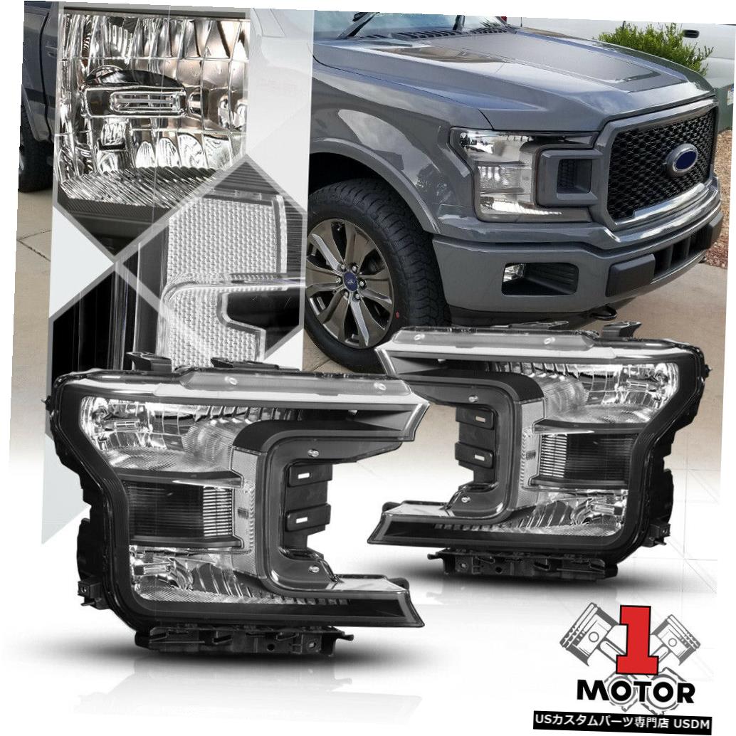 ヘッドライト 18-19フォードF150のブラックハウジング交換ヘッドライトクリアシグナルリフレクター Black Housing Replacement Headlight Clear Signal Reflector for 18-19 Ford F150 【並行輸入品】