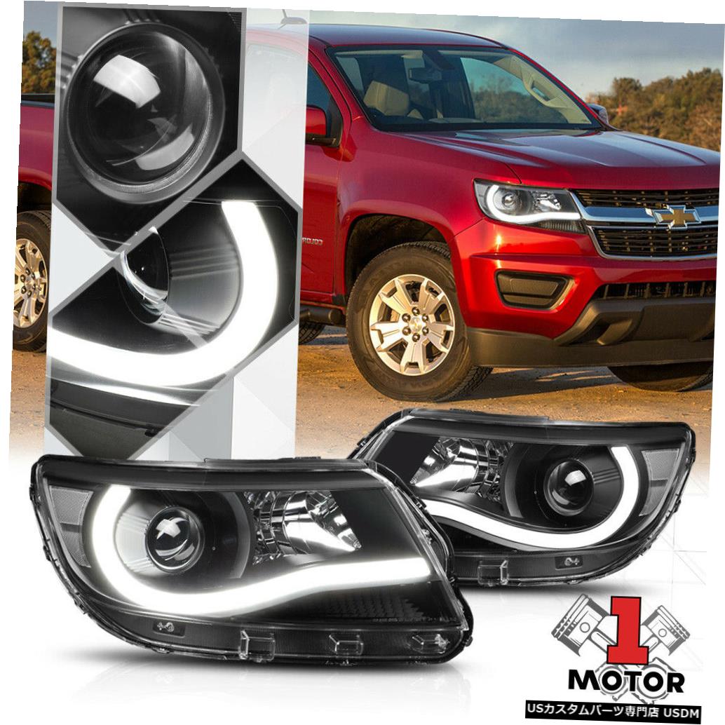 ヘッドライト ブラックプロジェクターヘッドライト[LED L-BAR DRL] 15-19シェビーコロラド州のクリアシグナル Black Projector Headlight [LED L-BAR DRL] Clear Signal for 15-19 Chevy Colorado 【並行輸入品】