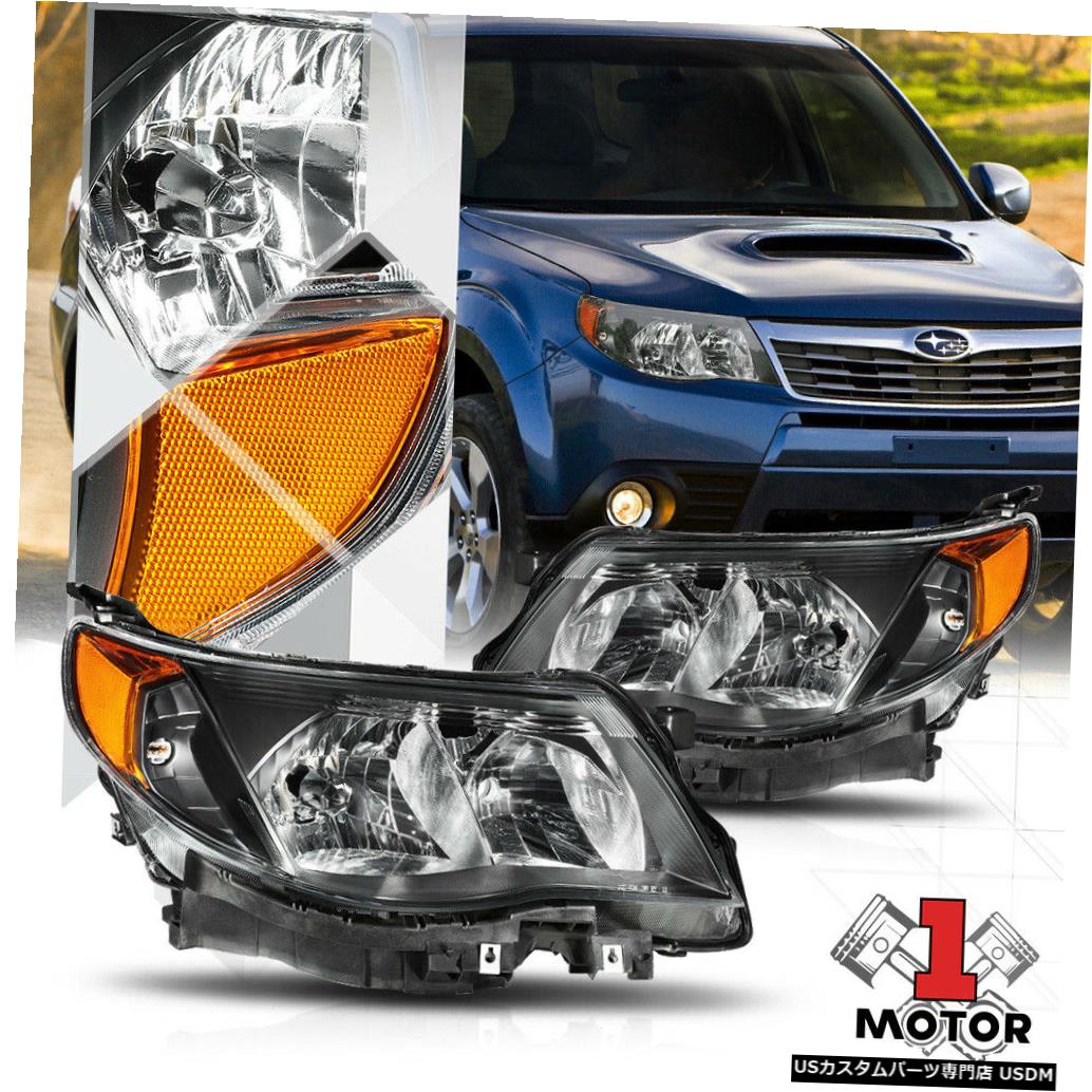 ヘッドライト 09-13スバルフォレスター用ブラックハウジングヘッドライトアンバーコーナーシグナルリフレクター Black Housing Headlight Amber Corner Signal Reflector for 09-13 Subaru Forester 【並行輸入品】