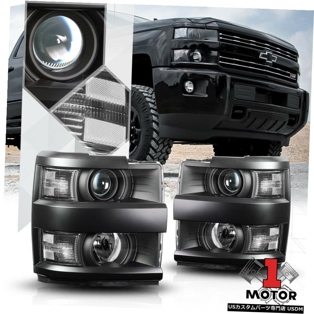 ヘッドライト 15-19シルバラード2500HD / 3500HD用ブラックハウジングプロジェクターヘッドライトクリアシグナル Black Housing Projector Headlight Clear Signal for 15-19 Silverado 2500HD/3500HD 【並行輸入品】