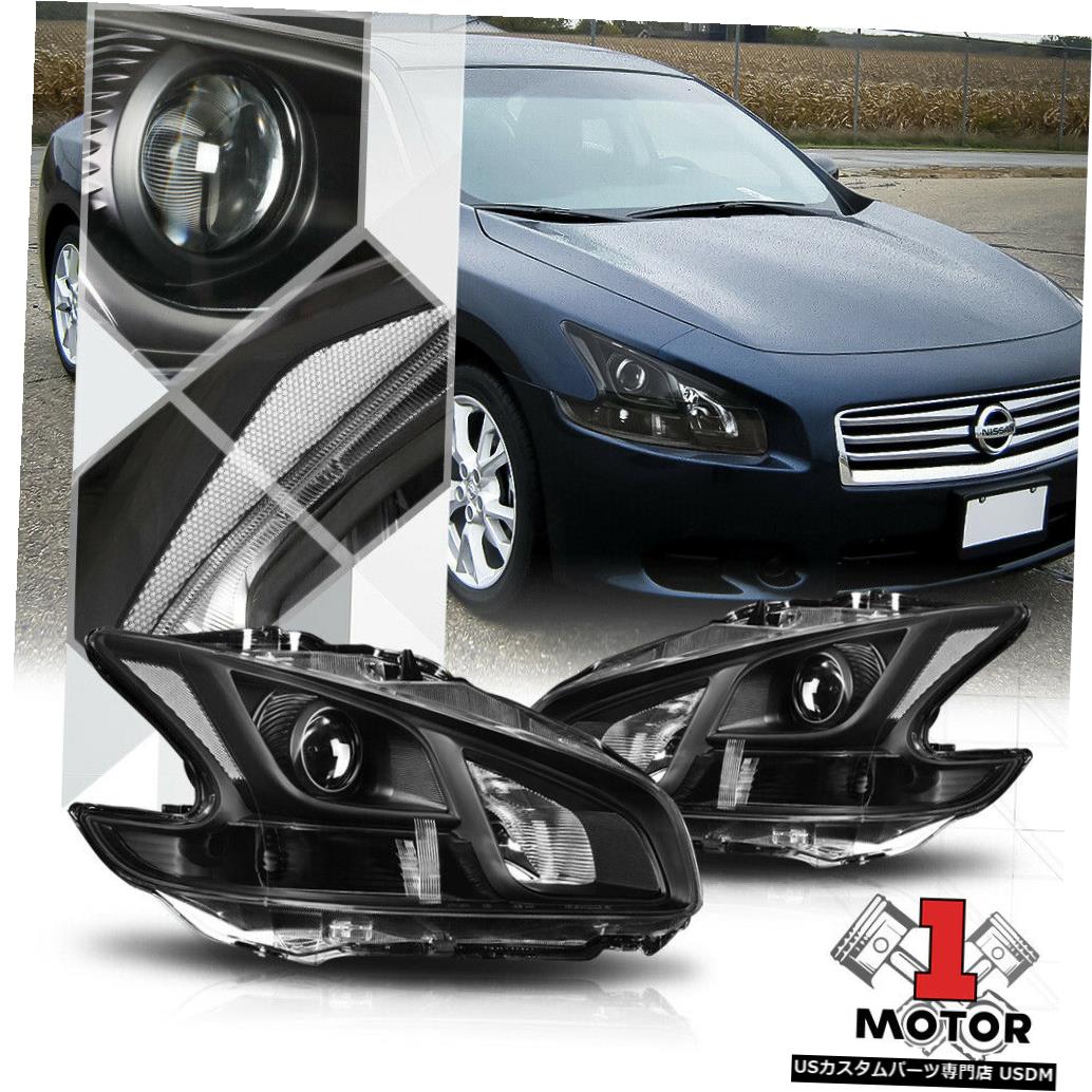 ヘッドライト 09-14日産マキシマ用ブラックプロジェクターヘッドライトクリアウインカーリフレクター Black Projector Headlight Clear Turn Signal Reflector for 09-14 Nissan Maxima 【並行輸入品】