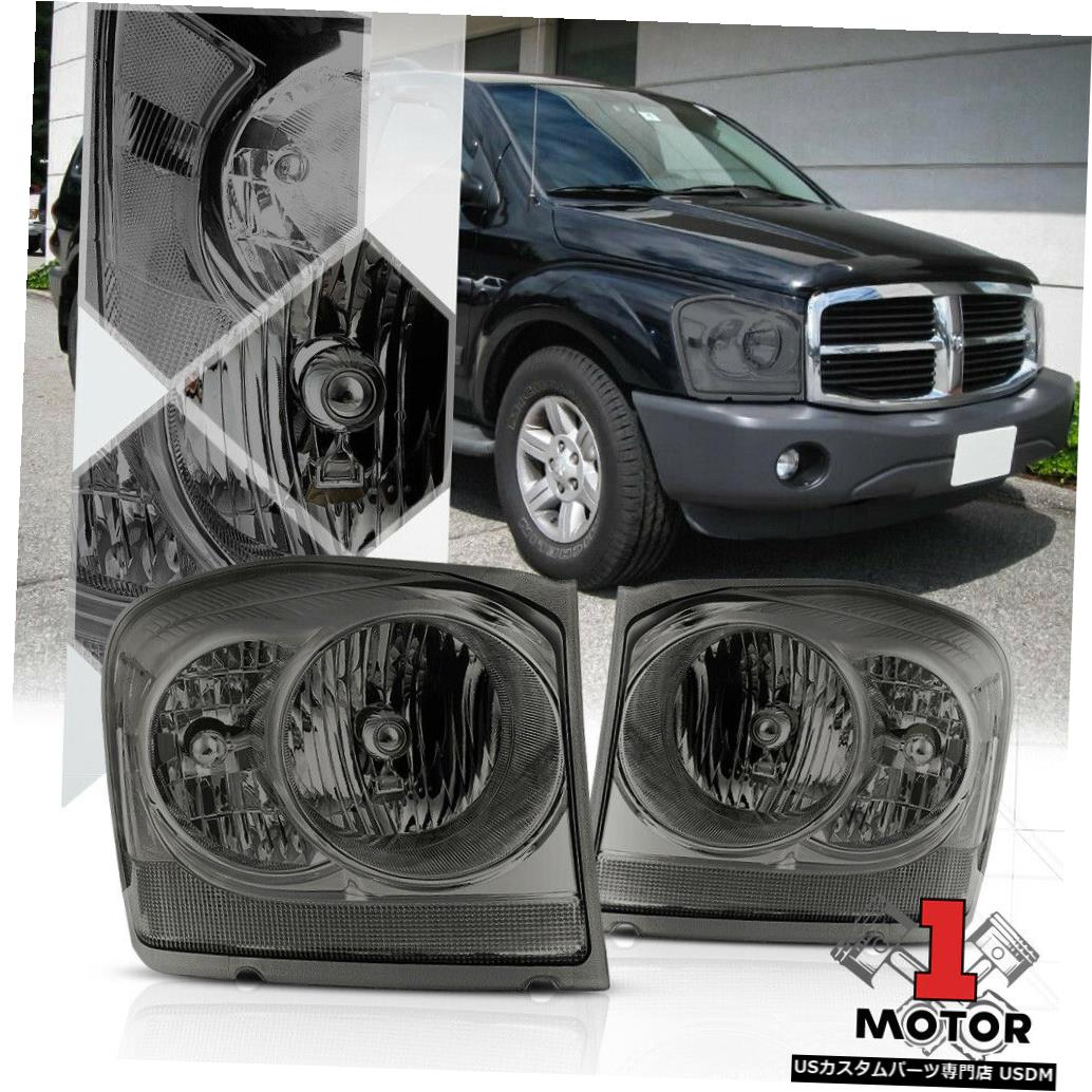 ヘッドライト 04-06ダッジデュランゴ用スモークティンテッドヘッドライトランプクリアターンシグナルリフレクター Smoke Tinted Headlight Lamp Clear Turn Signal Reflector for 04-06 Dodge Durango 【並行輸入品】